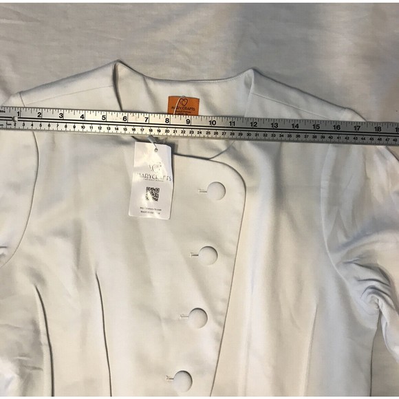 NWT Mary Crafts Button Up Down Retro Ruffled White size 16 Work Casual Blouse - Picture 7 of 9